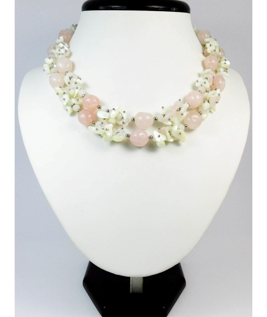 Exclusive quartz necklace "Pink Tenderness"