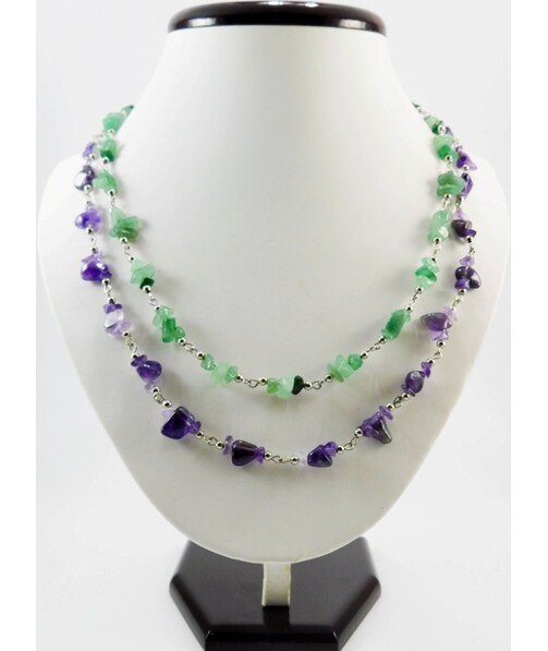 Exclusive necklace "Nature" Amethyst, jade crumb