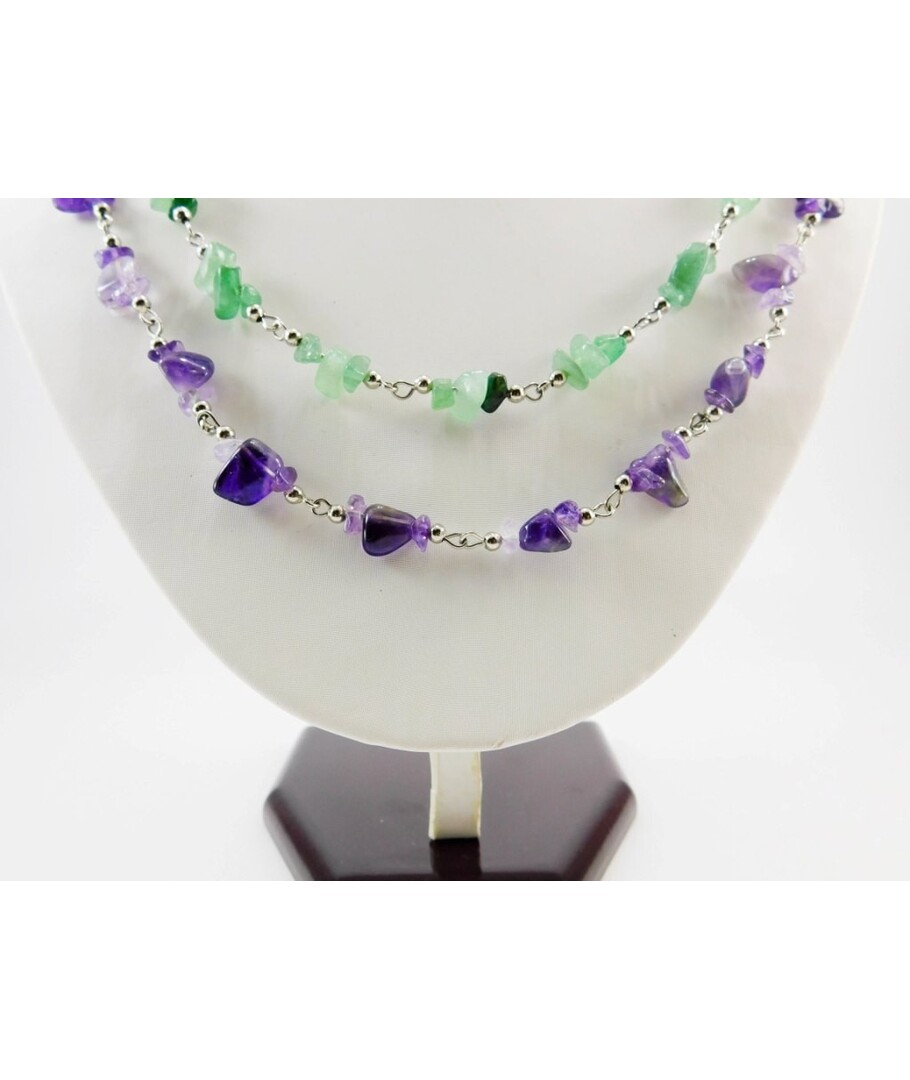 Exclusive necklace "Nature" Amethyst, jade crumb