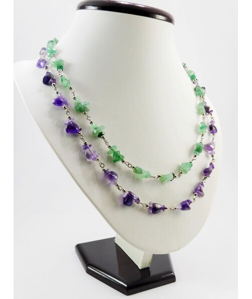 Exclusive necklace "Nature" Amethyst, jade crumb