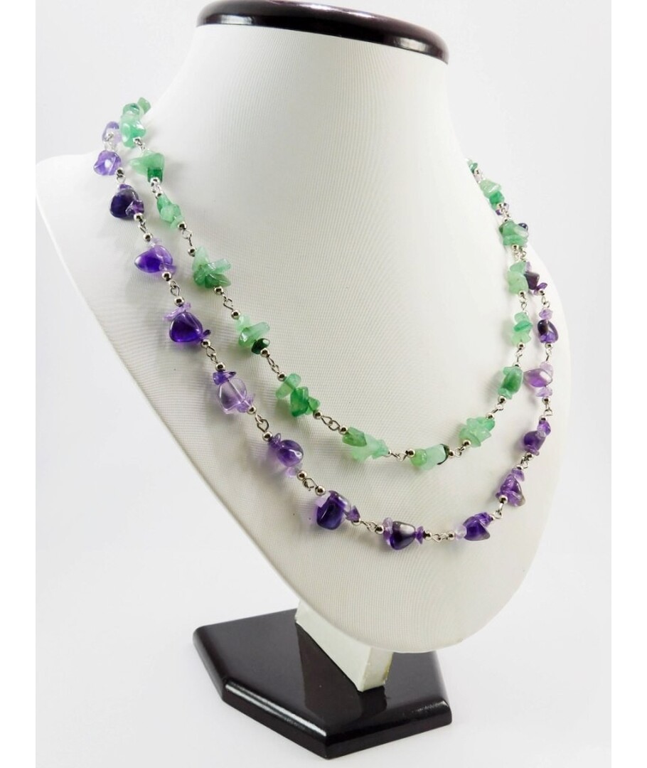 Exclusive necklace "Nature" Amethyst, jade crumb