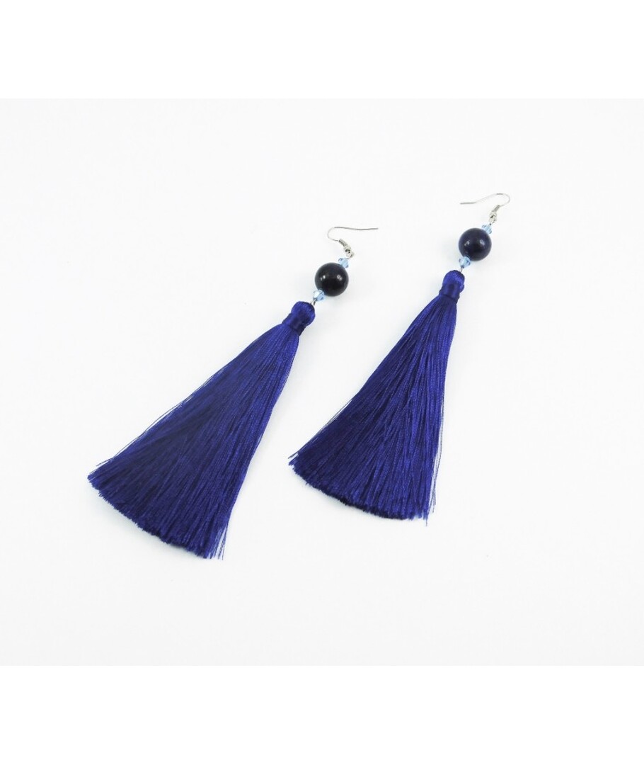 Exclusive tassel earrings Lapis lazuli 14 mm