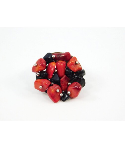 Exclusive brooch "Red and black" Coral