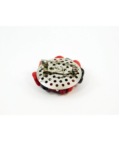 Exclusive brooch "Red and black" Coral