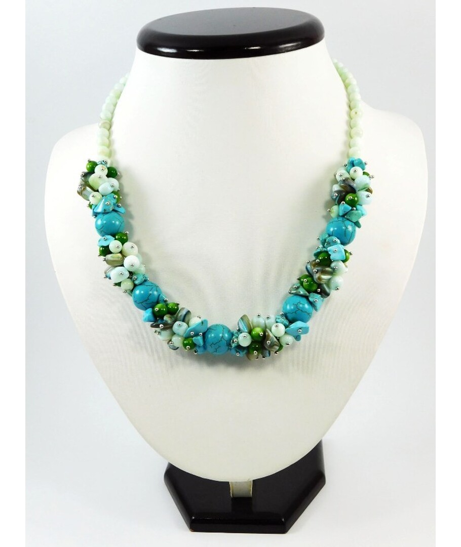 Exclusive pearl, turquoise necklace														