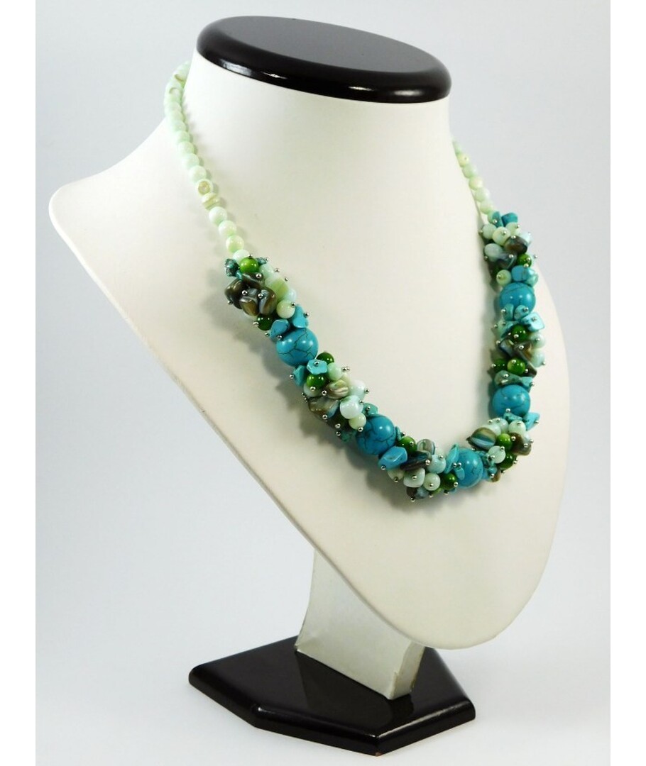 Exclusive pearl, turquoise necklace														