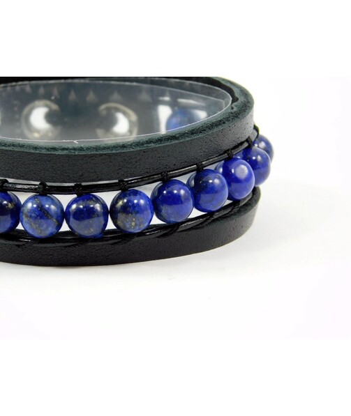 Exclusive lapis lazuli leather bracelet