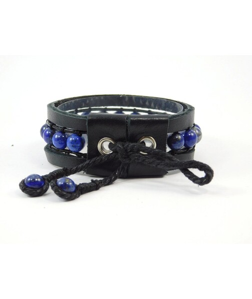 Exclusive lapis lazuli leather bracelet