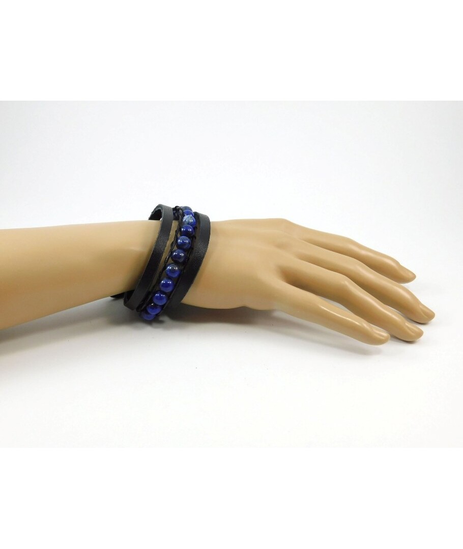 Exclusive lapis lazuli leather bracelet