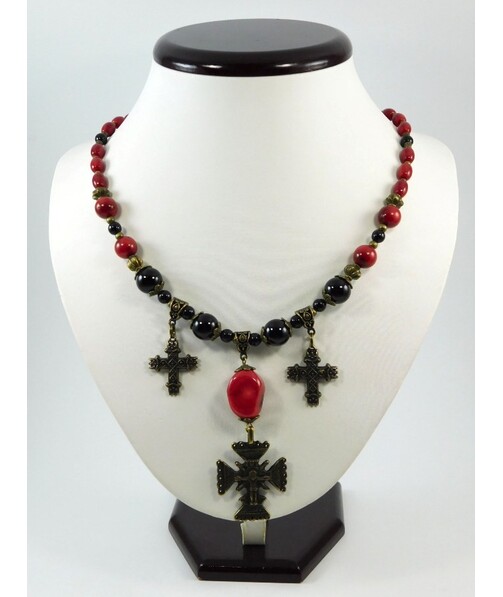 Exclusive necklace made of Coral "Maria", Agate ("Ethnica" Collection)