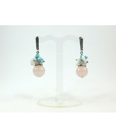 Exclusive earrings Rose Quartz "Flower"