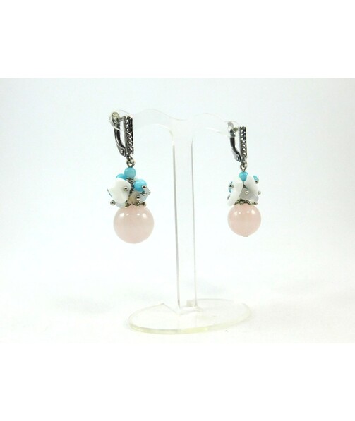 Exclusive earrings Rose Quartz "Flower"