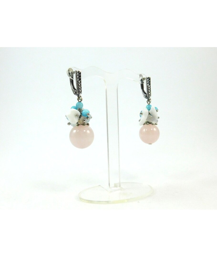 Exclusive earrings Rose Quartz "Flower"