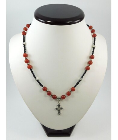 Exclusive matte carnelian necklace for men "Alatyr" 															