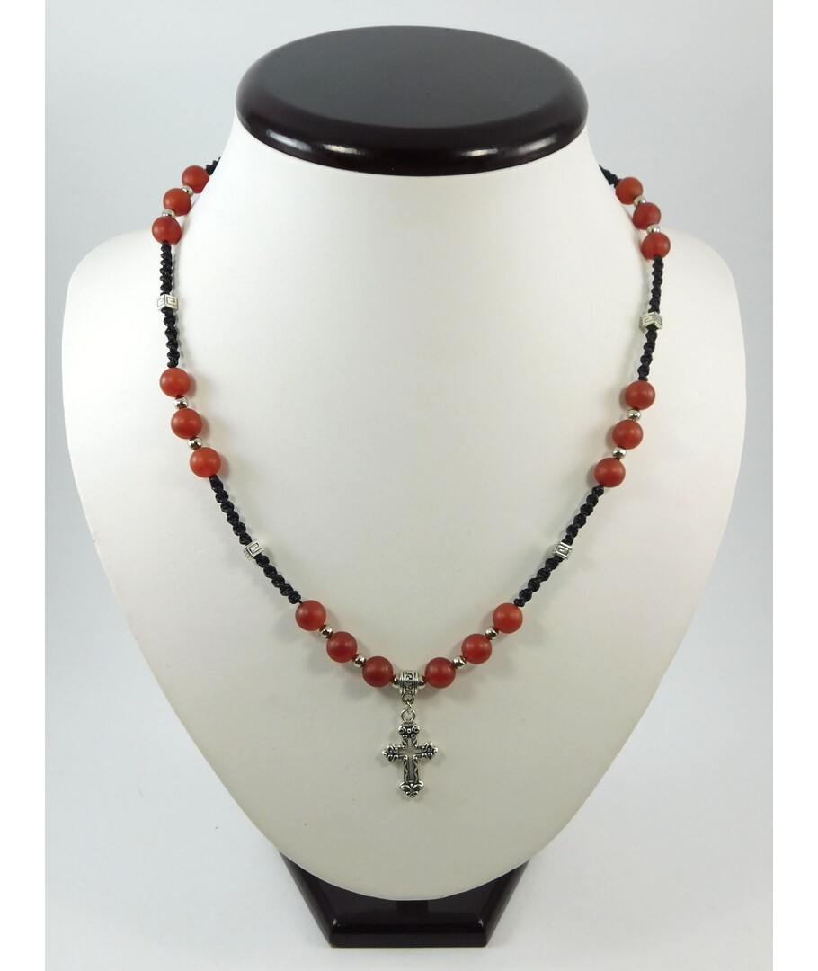 Exclusive matte carnelian necklace for men "Alatyr" 															