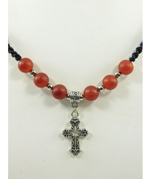 Exclusive matte carnelian necklace for men "Alatyr" 															