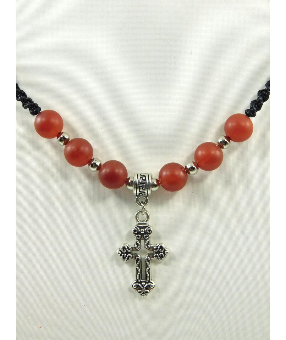 Exclusive matte carnelian necklace for men "Alatyr" 															