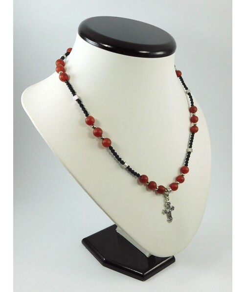 Exclusive matte carnelian necklace for men "Alatyr" 															