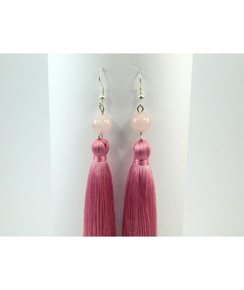 Exclusive rose quartz tassel earrings