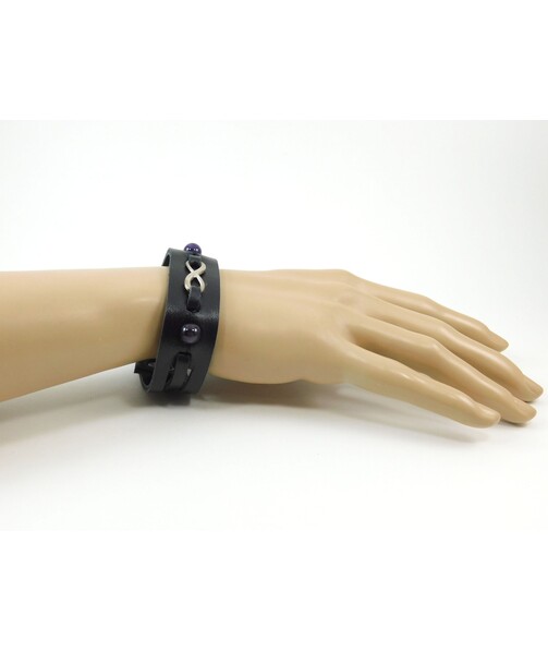 Exclusive Amethyst leather bracelet