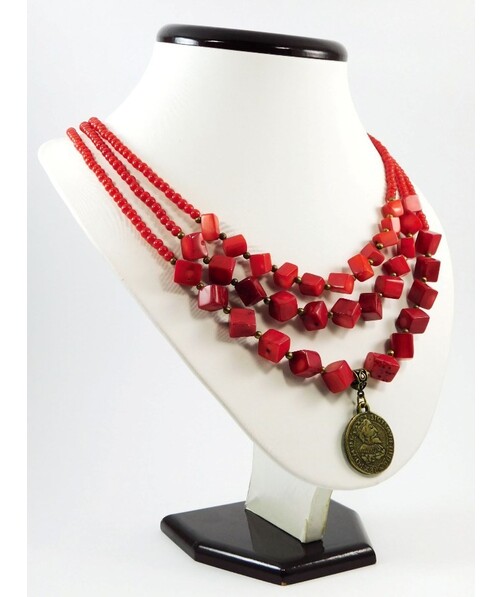 Exclusive necklace "Coin Bells" Coral