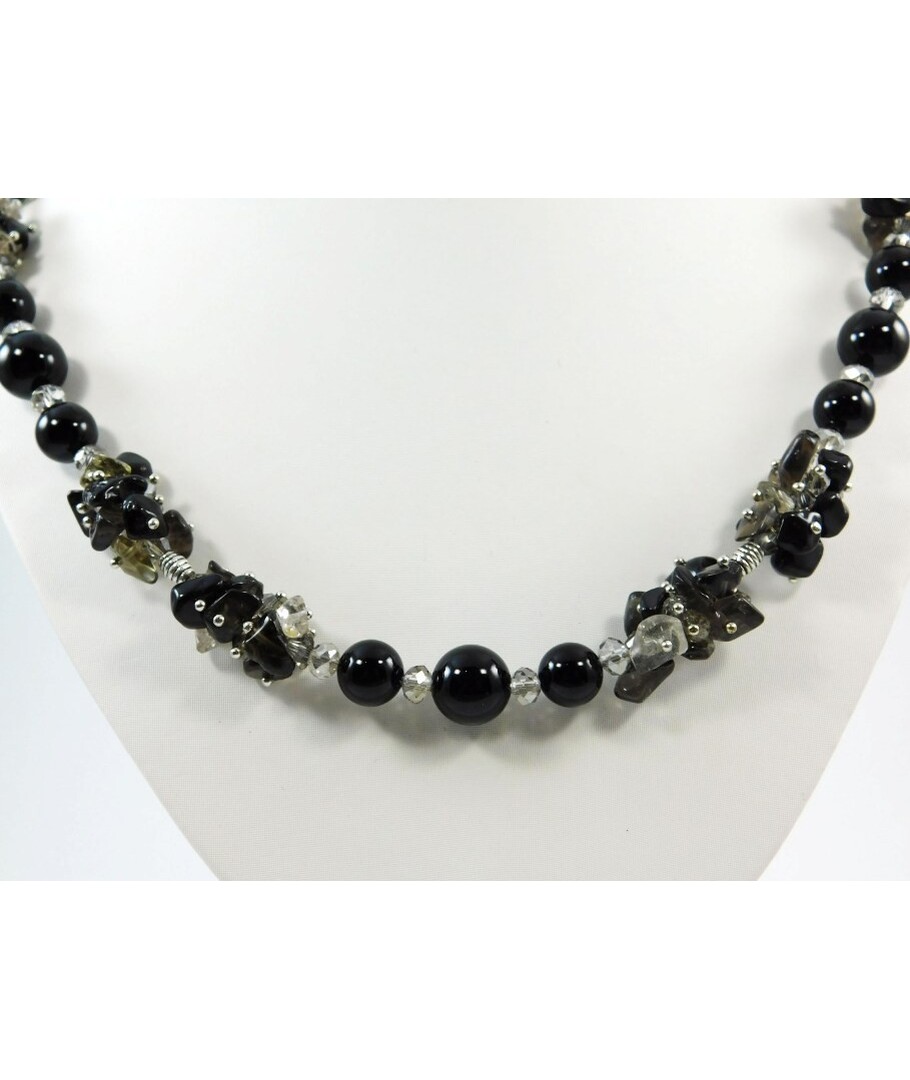 Exclusive necklace "Chocofini" Agate, Topaz