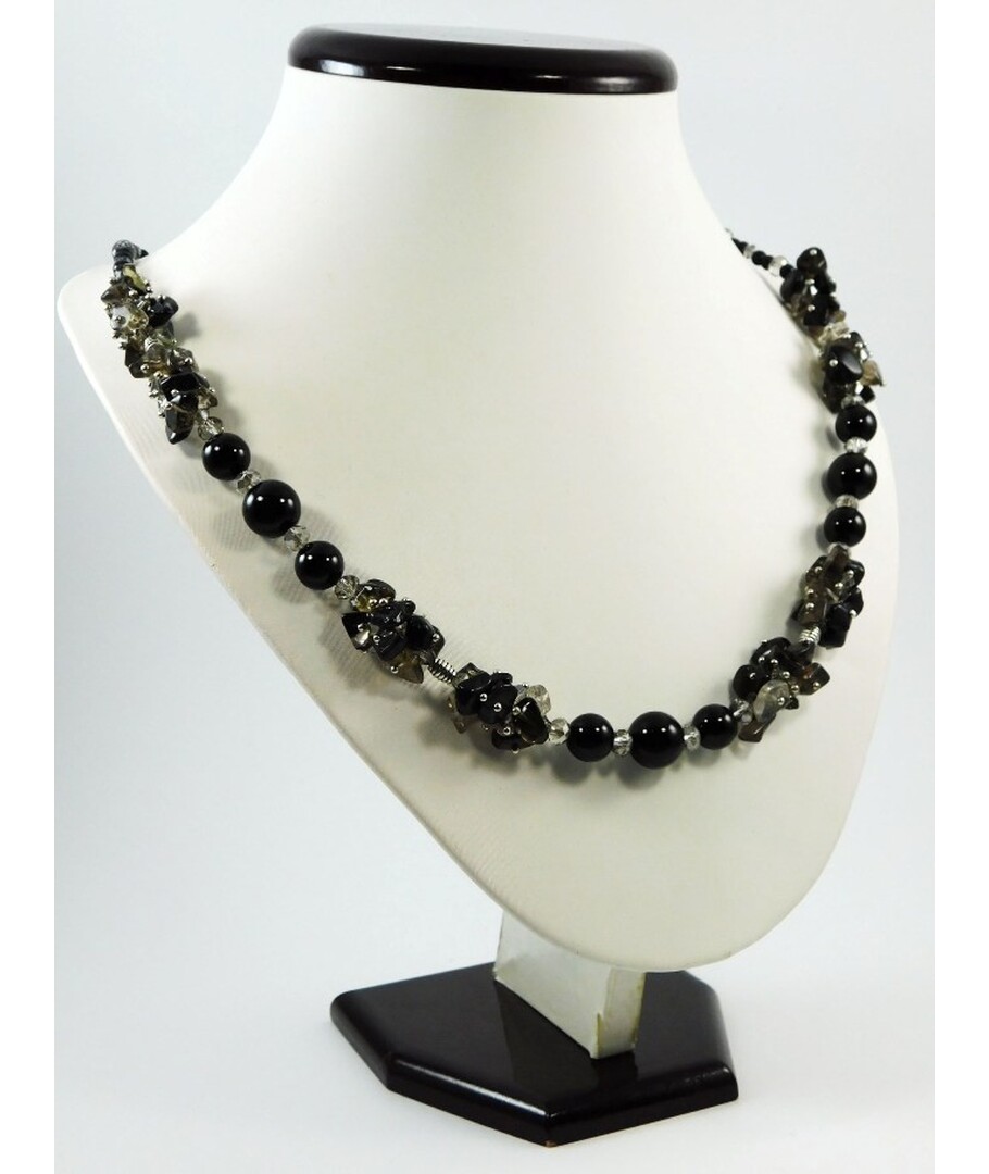 Exclusive necklace "Chocofini" Agate, Topaz