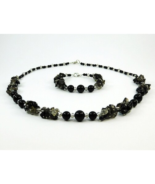 Exclusive necklace "Chocofini" Agate, Topaz