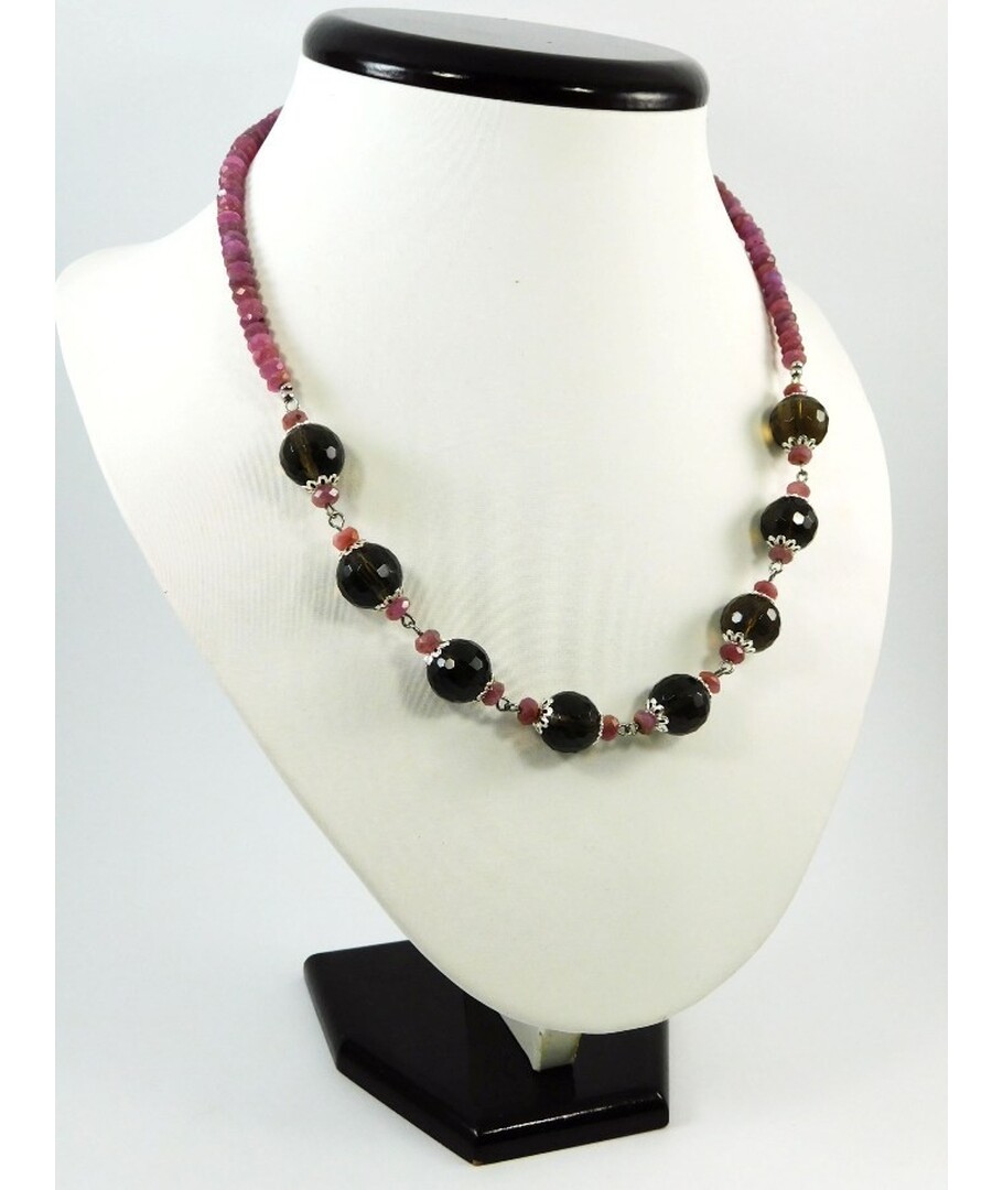 Exclusive necklace Topaz, Ruby, silver