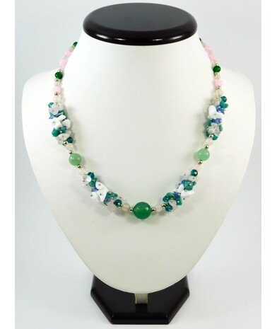 Exclusive necklace "First flowers" Jade (Collection "Colors")