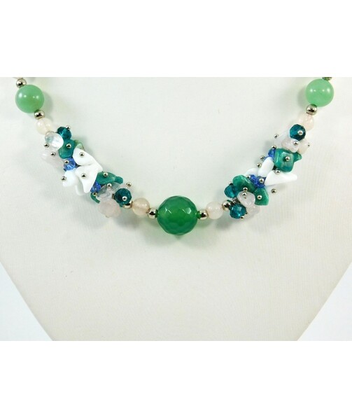 Exclusive necklace "First flowers" Jade (Collection "Colors")