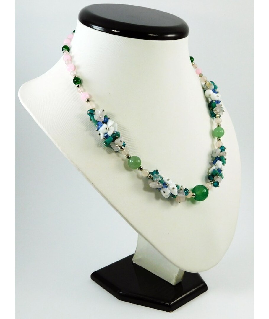 Exclusive necklace "First flowers" Jade (Collection "Colors")