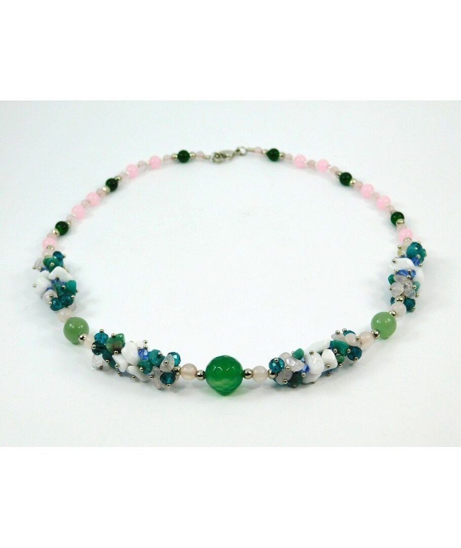 Exclusive necklace "First flowers" Jade (Collection "Colors")