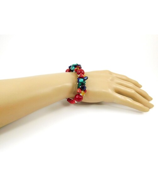 Exclusive bracelet "Colors of the Carpathians" Coral, lapis lazuli, malachite