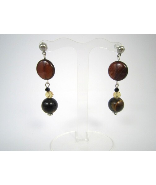 Exclusive earrings "Butterfly", Tiger's eye, Bull's eye