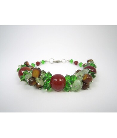 Exclusive bracelet "Glazed Honeycomb". Carnelian, Tiger's eye, Prenit