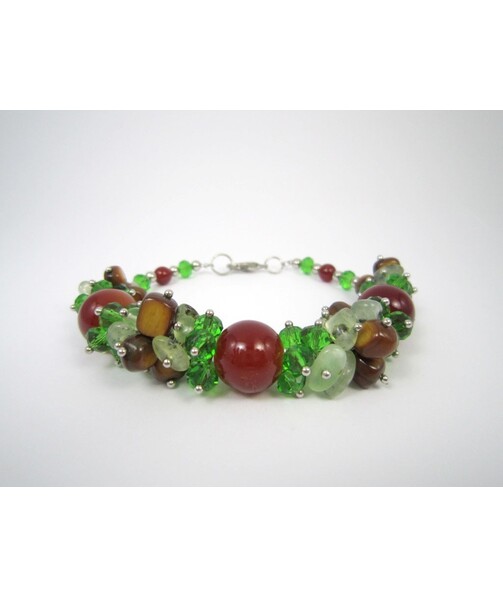 Exclusive bracelet "Glazed Honeycomb". Carnelian, Tiger's eye, Prenit