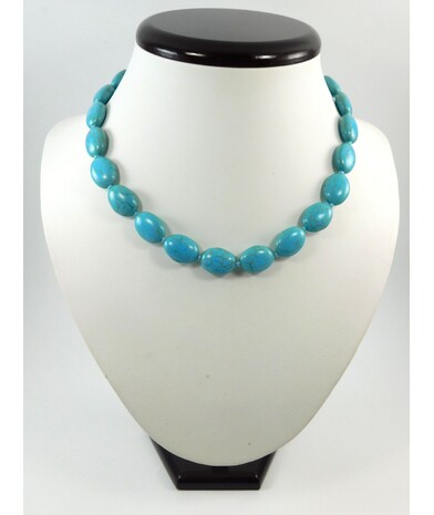 Necklace Turquoise oval press 													