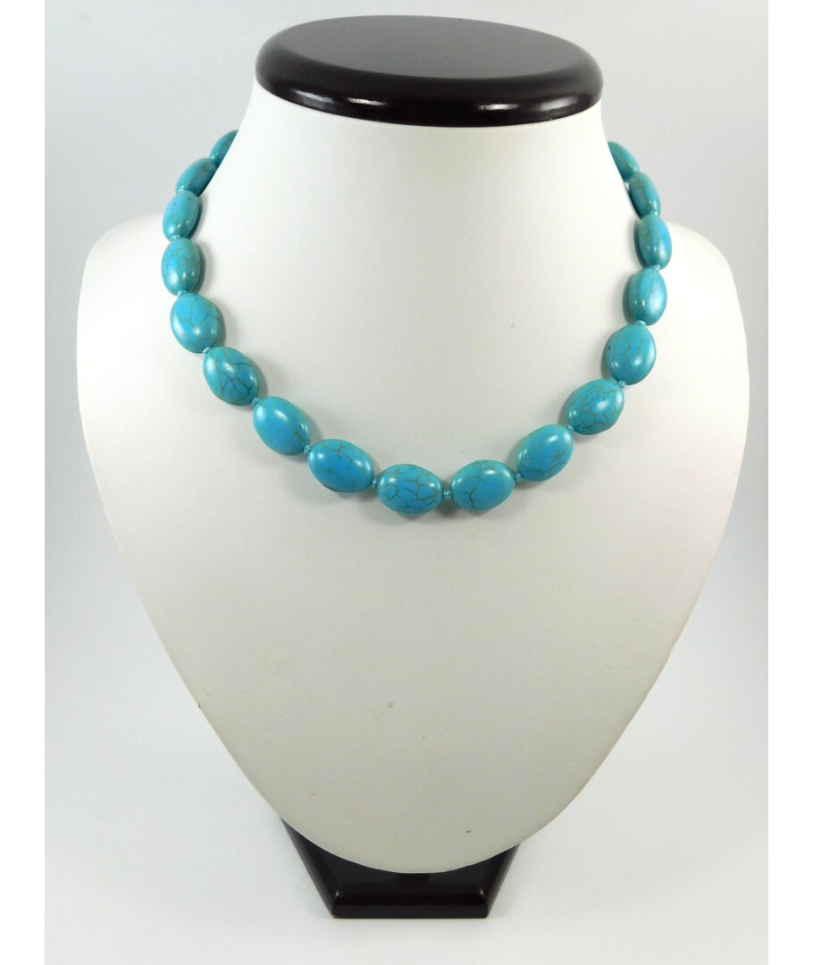 Necklace Turquoise oval press 													