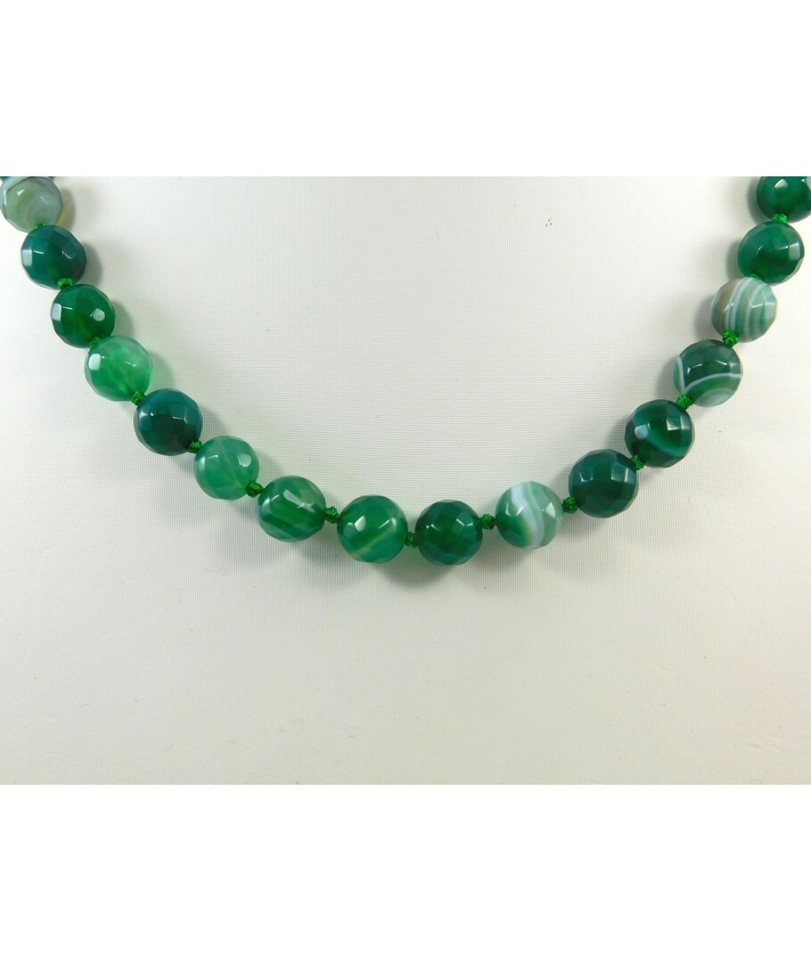 Agate layer facet necklace 10 mm