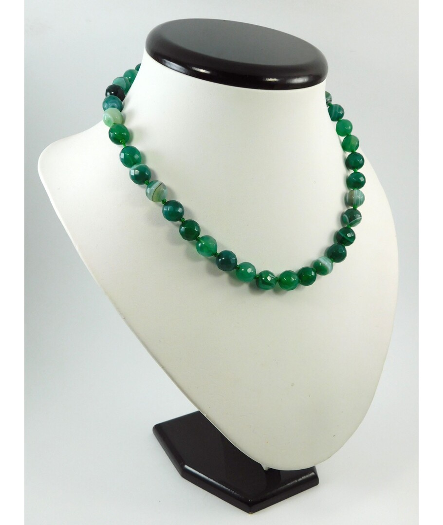 Agate layer facet necklace 10 mm