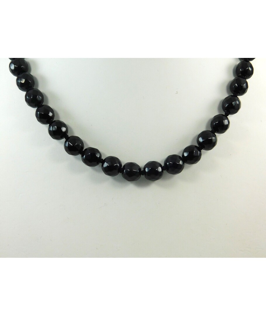 Agate layer facet necklace 10 mm