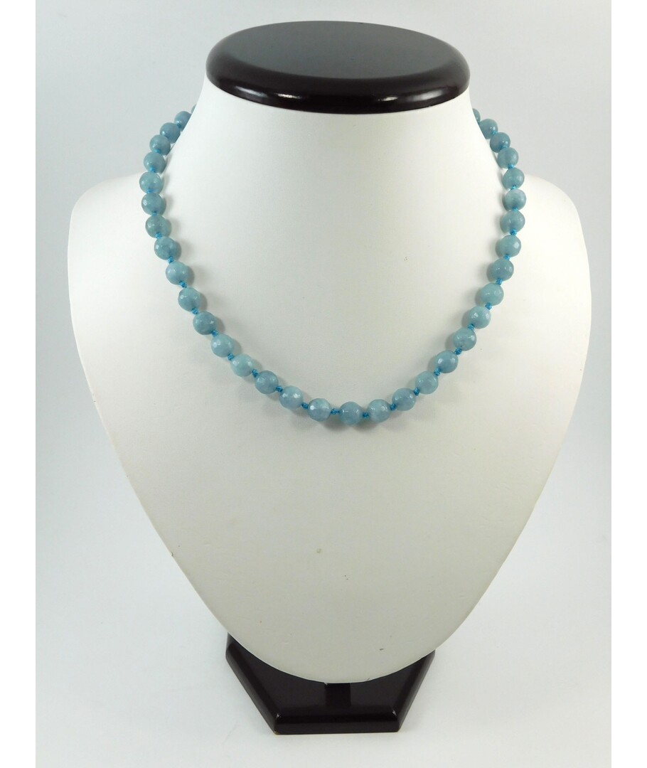 Aquamarine face necklace 8 mm