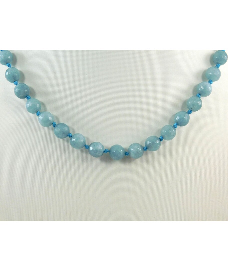 Aquamarine face necklace 8 mm