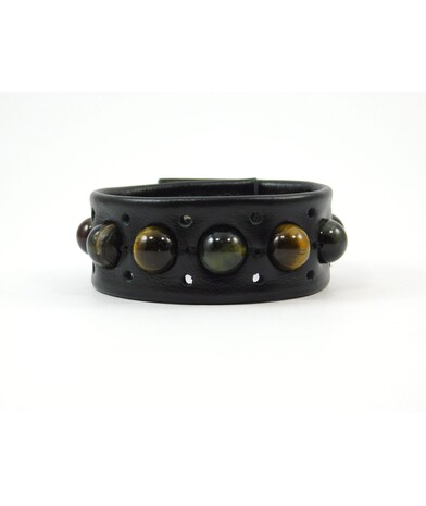 Exclusive leather bracelet Tiger's eye, Bull's eye, Hawk's eye