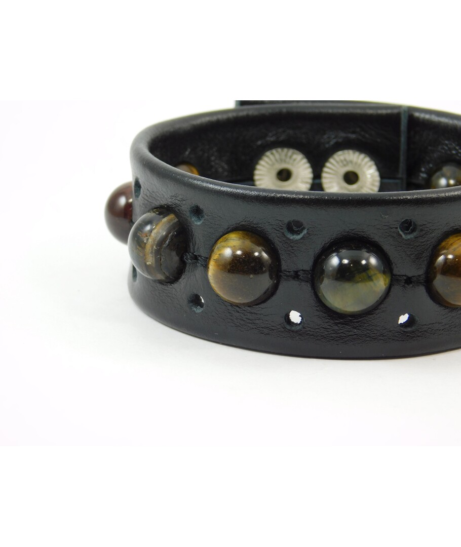 Exclusive leather bracelet Tiger's eye, Bull's eye, Hawk's eye