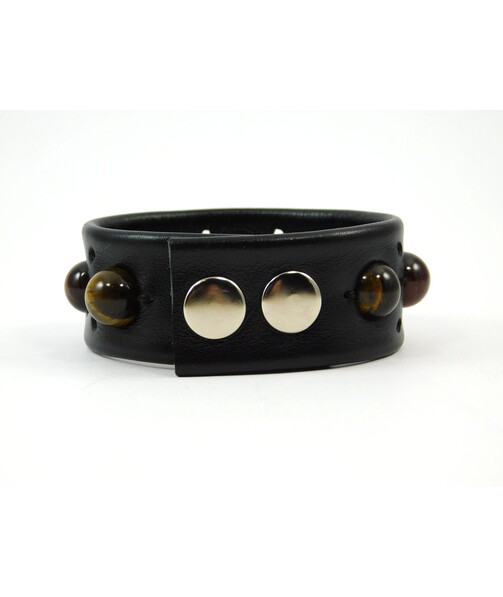 Exclusive leather bracelet Tiger's eye, Bull's eye, Hawk's eye