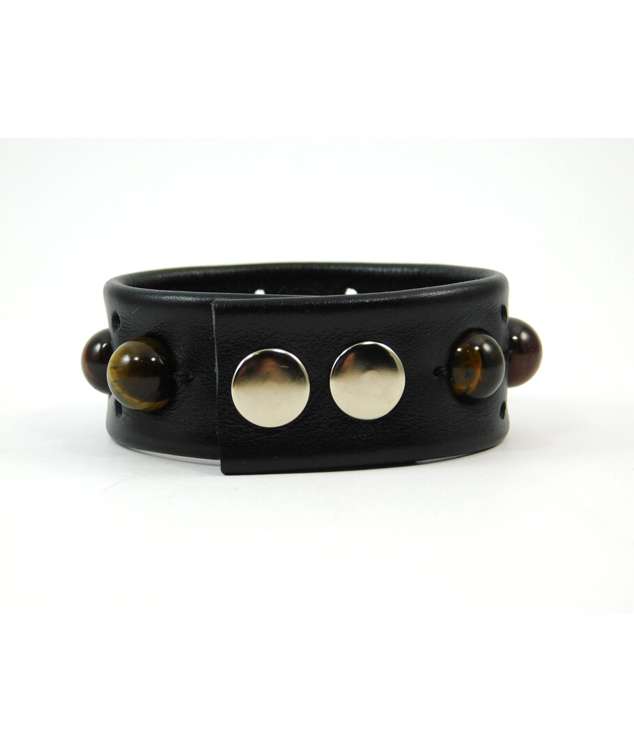 Exclusive leather bracelet Tiger's eye, Bull's eye, Hawk's eye