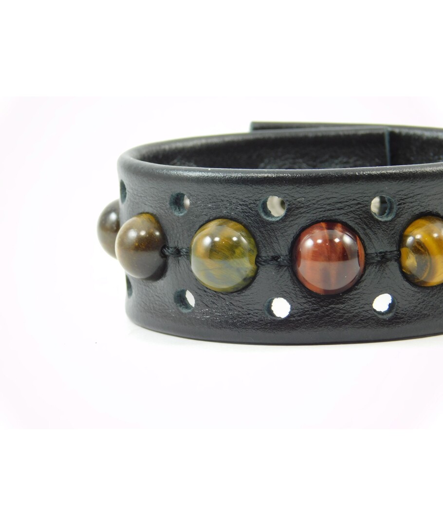 Exclusive leather bracelet Tiger's eye