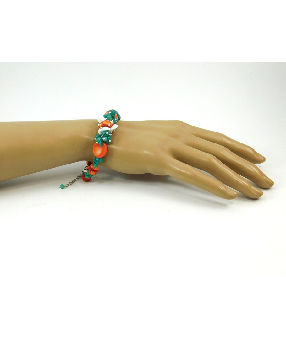 Exclusive bracelet "Forest Rowan", Amazonite, Coral, Agate